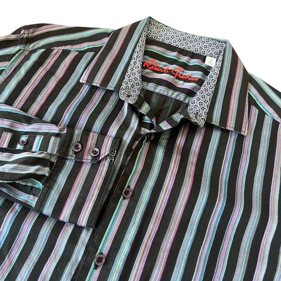 Robert Graham Classic Fit Striped Long Sleeve Button Up Shirt Men's Size Large - Picture 1 of 10